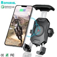 Motorcycle Phone Holder 15W Wireless Charging Mobile Phones QC3.0 USB PD Fast Charger Bike Cellphone Mount Aluminum 360 Rotation