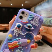 [Phone case]น่ารักการ์ตูน3D อวกาศนักบินอวกาศกรณีสำหรับ iPhone 11 12 Pro Max มินิ XS X XR 7 8บวก SE 2020ซิลิโคนอ่อนนุ่มฝันดวงจันทร์กรณีโทรศัพท์