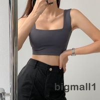 DVDSF Bigmall- เสื้อสายเดี่ยวเซ็กซี่ คอสี่เหลี่ยม โชว์สะดือ สีพื้น แฟชั่นสําหรับผู้หญิง