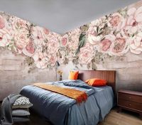 ❉✗☇ Decorative wallpaper Pink rose flower background wall painting