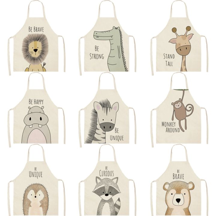 kitchen-cooking-apron-animal-print-aprons-for-lion-elk-bear-fox-women-sleeveless-biking-bibs-pinafores-children-apron-home-bib-aprons