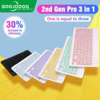 เคส GOOJODOQ 2 Gen Pro ไร้สายบลูทูธแป้นพิมพ์และเมาส์ชุดเชื่อมต่อ3บลูทูธสำหรับแล็ปท็อปโทรศัพท์ iPad Mini สำหรับ Android IOS Windows