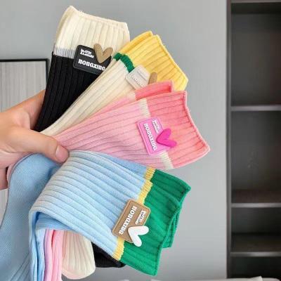 Dopamine Color Tie On Hitching Socks เด็กผ้าฝ้ายเข็มคู่บางฤดูร้อนคู่สีประกบกลางกระบอกอุปกรณ์เสริมแฟชั่นถุงเท้าเฉพาะกลุ่ม