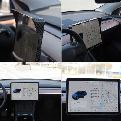 Carbon Fiber Navigation Screen Frame For Tesla Model 3 Model Y 2021 Screen Protective Cover