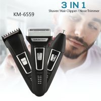 KEMEI KM6559 เครื่องโกนหนวดไฟฟ้า สีดำ ที่โกนหนวดไร้สาย มีดโกนหนวดไฟฟ้า BLACK Multi-functional 3in1-Hair clipper แบตเตอเลี่ยนตัดผม ปัตเลียนโกนหนวด