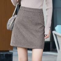 COD DSFGERTGYERE Thousand bird check skirt short skirt female brushed high wa千鸟格半身裙短裙女拉毛高腰格子a字裙Chic包臀裙子 幸福的小店