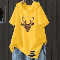 เสื้อทรงหลวมเสื้อยืดมีฮู๊ดนักเรียนเกาหลีขนาดใหญ่พิมพ์ลายแบบใหม่สำหรับฤดูร้อน
