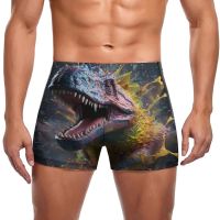 Dinosaur Swimming Trunks Explosion  Liquid Splash Pool Print Swim Shorts Stay-in-Shape Large Size Men Swimsuit Swimwear