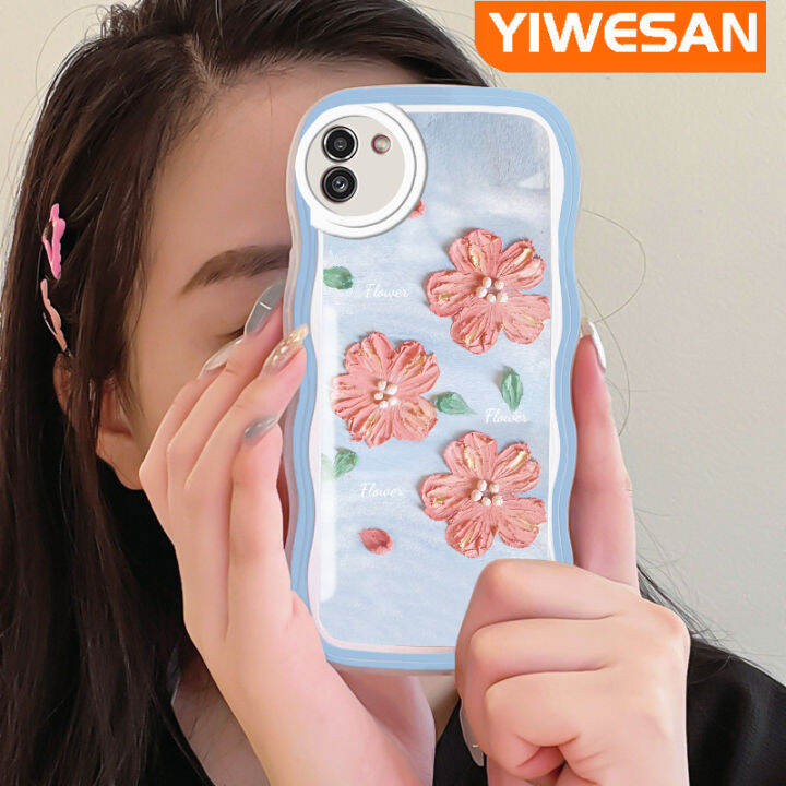 jjlingji-เคส-m02s-a02s-a03s-แกนปลอกสำหรับ-samsung-a03มุกแวววาวสีส้มชมพูดอกไม้มีขอบนุ่มกันกระแทกแบบใสเคสมือถือเคสโทรศัพท์ปกป้องทนทานต่อรอยขีดข่วน