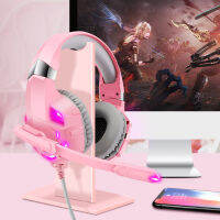 Pink Headset Gamer Girl with HD MIC &amp; Led light Over Ear PC Headphones For Cell phoneLaptopPS4XBOX Girls Gift