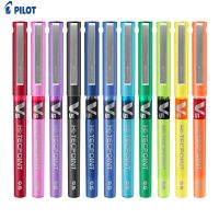 Pilot V5ของเหลว Hi-Tecpoint หมึกปากกาลูกกลิ้ง0.5ปลายขนาดมิลลิเมตร0.3มม. เส้นสีฟ้า12หมึกสีปากกาลูกลื่นเติมได้ปากกาหมึกเจลลูกบอลกลิ้ง