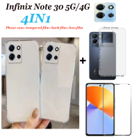 (4in1) สำหรับ Infinix Note 30 5G เคสโทรศัพท์ถุงลมรับแรงกระแทกใสเคสโทรศัพท์โปร่งใส Infinix Note 12 G96 + ฟิล์มกันรอยกันกระแทกเต็มหน้าจอ + สติ๊กเกอร์ติดมือถือลายแบทแมนคาร์บอนไฟเบอร์