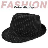 COD DSFGERRTYTRRE New Fashion Linen Short Sleeve Fedora Hat For Men Stripe British style gentleman Black Jazz Cap Women chapeu Panama fedoras