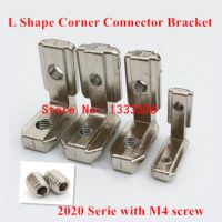 ■卐۞ 10pcs T Slot L Shape Type 90 Degree 2020 Aluminum Profile Accessories Inside Corner Connector Bracket with M4 Screw