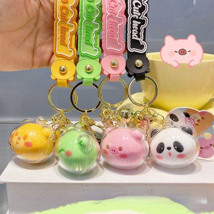 yf-original-cartoon-pig-hear-keychain-head-acrylic-chains-dog-holder-chain-keyring-pendant