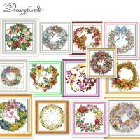 A wreath of roses cross stitch kit 18ct 14ct 11ct count printed canvas stitching embroidery DIY handmade needlework