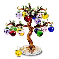 Crystal Apple Tree Ornaments Apples Glass Fengshui Crafts Home Decor Figurines Christmas Gift Souvenir