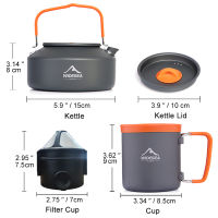 Widesea Camping Coffee Cookware Set Outdoor Tableware Equipment Mug Kettle Pot Cooking Teapot Filter Rack Cup Cauldron Tourism