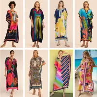 --D0512 Hot style in Europe and the positioning printing beach blouse robes leisure dress dress bikini tunic 16 color