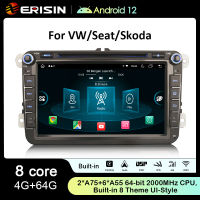 Erisin เครื่องเล่นดีวีดี ES8915V Android 12 GPS สเตอริโอรถยนต์สำหรับ VW Sharan Tiguan ที่นั่ง Altea Skoda Superable DVD Player 4G Wireless Carplay วิทยุอัตโนมัติ