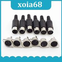 xoia68 Shop DIN Connector 3 4 5 6 7 8 Pin Core Male Female Power Plug Plastic Handle Mount Socket Hulled Panel Chassis Soldering