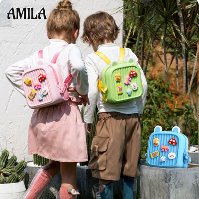 AMILA กระเป๋านักเรียนของเด็กกระเป๋าเป้สะพายหลังขนาดเล็กเดินทางสะพายไหล่กระเป๋า Crossbody แบบ DIY กระเป๋านักเรียนอนุบาลป้องกันกระดูกสันหลัง