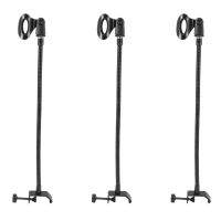 3X Flexible Gooseneck Microphone Stand with Desk Clamp for Radio Broadcasting Studio, Live Broadcast Equipment, Stations