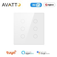 AVATTO Tuya WiFi Smart Switch AC 110-220V Brazil 4x4 Touch Panel สวิตช์ไฟ 4/6 Gang การควบคุมแอปทํางานร่วมกับ Alexa Google Home卍