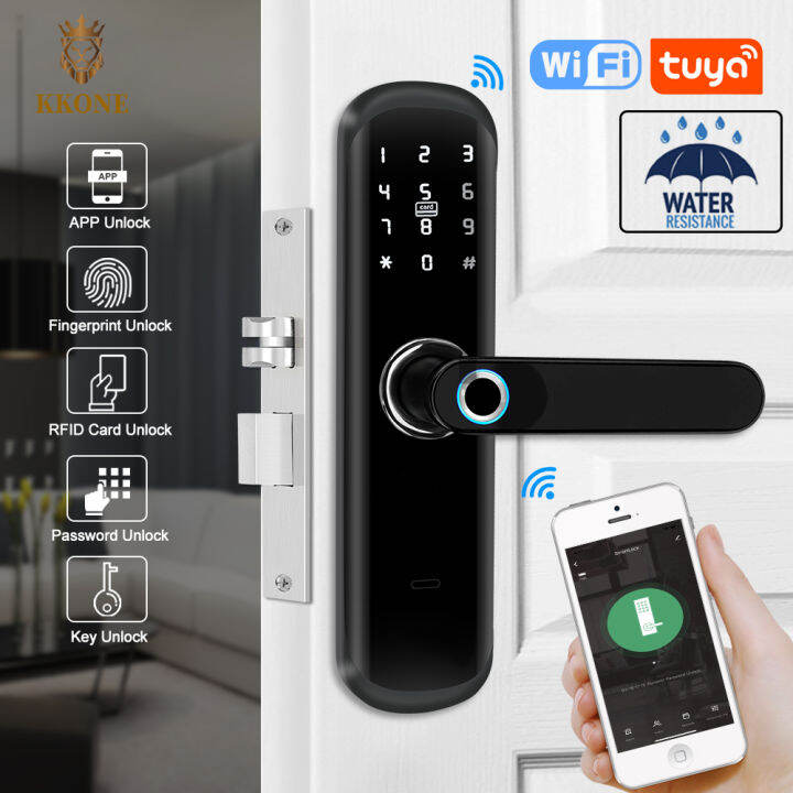 KKONE Smart Door Lock Tuya WIFI Electronic with Biometric Fingerprint ...