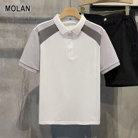 MOLAN เสื้อยืดแฟชั่นของผู้ชายสีทึบแขนสั้นที่สะดวกสบายระบายอากาศเสื้อลำลอง