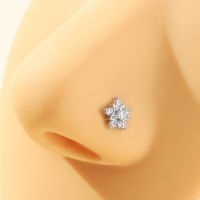 20G Flower L Shape Surgical Steel Nose Piercing Ring White Nose Stud Nostril Pin Nez Piercing Nariz Pircing Nose Hoop