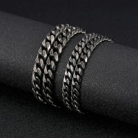 Curb Cube Link Chain R สร้อยคอ Vintage สีดำสแตนเลส Punk ยาวสานผู้ชาย Hip Hop สร้อยคอ