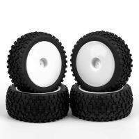 RC 4Pcs 90mm 1:10 Rubber Front &amp; Rear Tires &amp;Wheel 12mm Hex White Wheel Rims For For HSP HPI RC Buggy Off Road Car