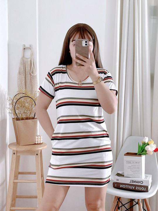 (ACS) NEW ARRIVAL JOYCE STRIPE PLUS SIZE DRESS TSHIRT FIT SMALL TO XL ...