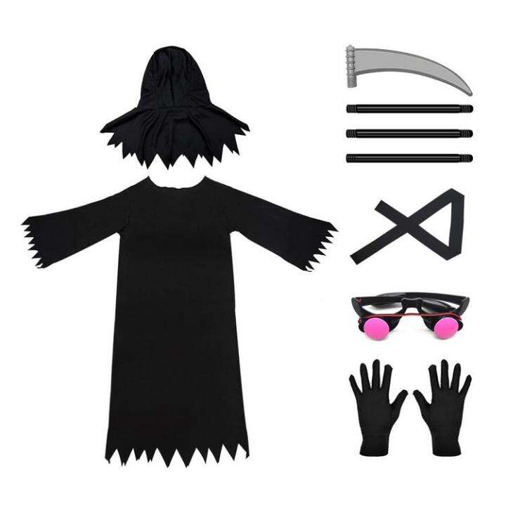 Halloween Grim Reaper Costume Scary Halloween Costume with Glowing Red