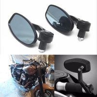 Black 7/8 Handlebar End Mirrors Oval Custom Classic Side Mirrors Chopper Bobber Cafe Racer ATV Quad Rearview Mirrors