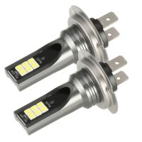 2ชิ้นหลอดไฟไฟหน้า LED ของรถมอเตอร์ไซค์สูงต่ำ H7 24W 1000LM 6000K โคมไฟสกู๊ตเตอร์มอเตอร์ไซด์สีขาว