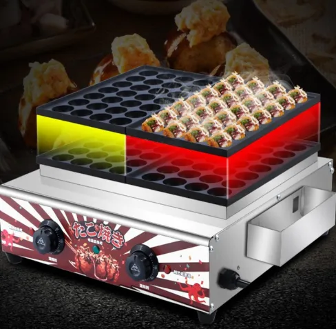 ALDKitchen Takoyaki Grill with Three Plates, Electric Takoyaki Machine, 84 Pcs, Nonstick