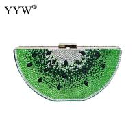 Designer Clutch Watermelon Kiwi Shape with Rhinestone for Women Wedding Cocktail Party Handbag Prom Purse Crystal Clutch