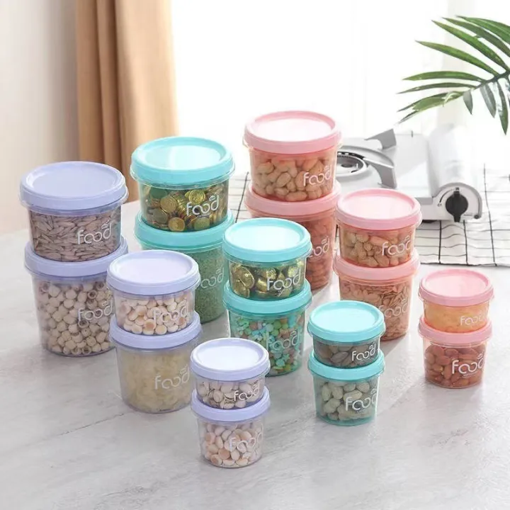 Round Food Storage Container Set Refrigerator Food Crisper Plastic Food 