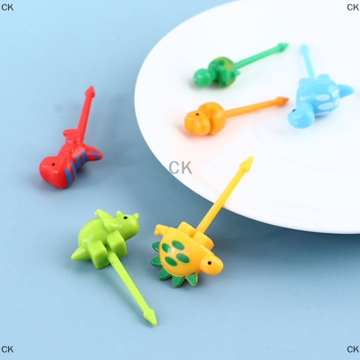 ck-6ชิ้น-เซ็ตไดโนเสาร์มินิสัตว์การ์ตูนอาหาร-picks-kids-snack-fruit-fork