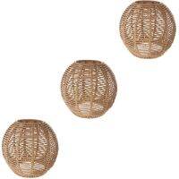 Set 3 Imitation Rattan Lampshade Accessory Creative Dimmable LED Bulbs Small Rope Decorative Miss Boho