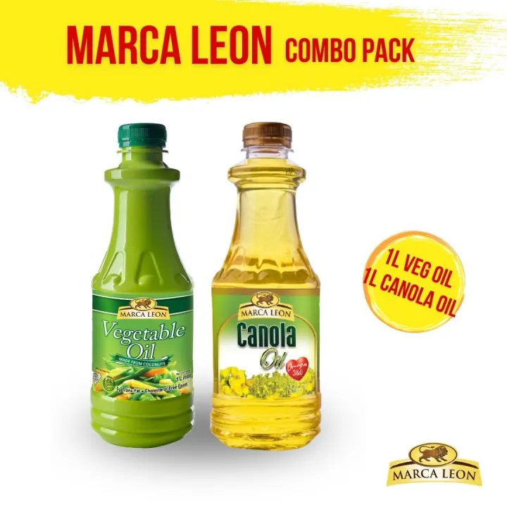 Marca Leon Vegetable Oil 1L PET Bottle + Canola Oil 1L PET Bottle Combo