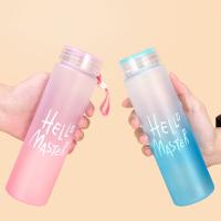 Transparent Plastic Matte Water Cup Bpa Free Outdoor Cold Juice Water Sports Cup With Portable Milk Rope Water Bottle 500ml 1pcs