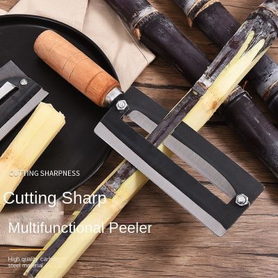 Wood handle stainless steel sugarcane knife pineapple cutter multifunctional peeler fruit peeler Graters  Peelers Slicers