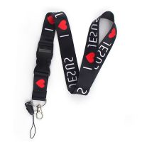 Simple I Love Jesus Quote Lanyards Keychain Mobile Phone Hang Rope Soft Webbing Neck Straps USB ID Card Badge Holder Accessories