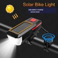 ☼ Solar Bike Light Front Flashlight With Horn Bicycle Lantern USB Rechargeable Lamp Taillight Luces Bicicleta Cycling Accessories