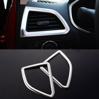 ● 2PCS For Ford Edge 2015-2017 ABS Chrome Interior Air Condition Vent Outlet Cover Trim Car styling Accessories