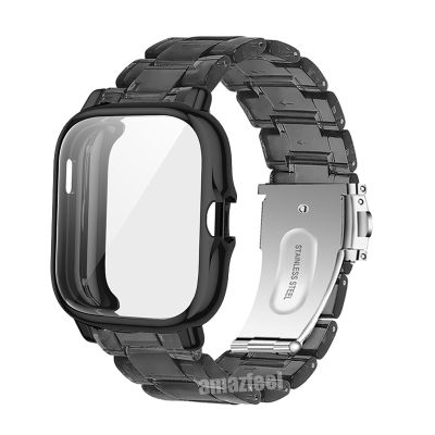 ✆ Dla Xiaomi Amazfit GTS 3 2 mini 2e pasek skrzynki Protector wyczyść żywica bransoletka dla Amazfit Bip U Pro S Lite zegarek zespół powłoki pokrywa