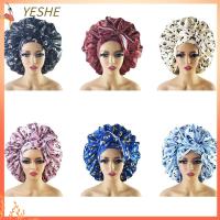 YESHE พร้อมสายรัดศีรษะ หมวกผ้าซาตินขนาดใหญ่ ดูแลเส้นผม ผ้าไหมสีขาว หมวกนอนตอนกลางคืน ผมถักเปียหยิกสำหรับผู้หญิง ขอบตัดขอบ ผ้าพันคอคลุมศีรษะ สำหรับผู้หญิง